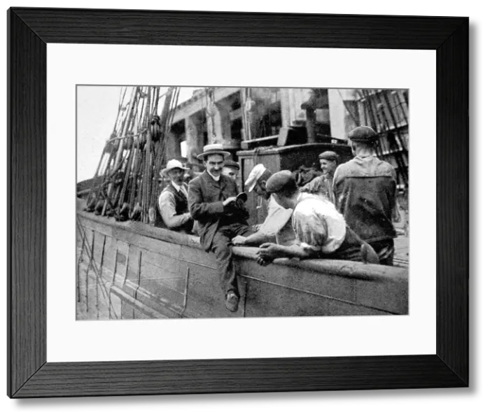 Framed Print : Seamans Mission Chaplain on a merchant ship, 1906 Framed Print : Seamans Mission Chaplain on a merchant ship, 1906