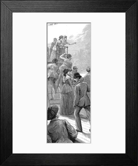 Framed Print : Emigrants sighting Australia, 1887 Framed Print : Emigrants sighting Australia, 1887