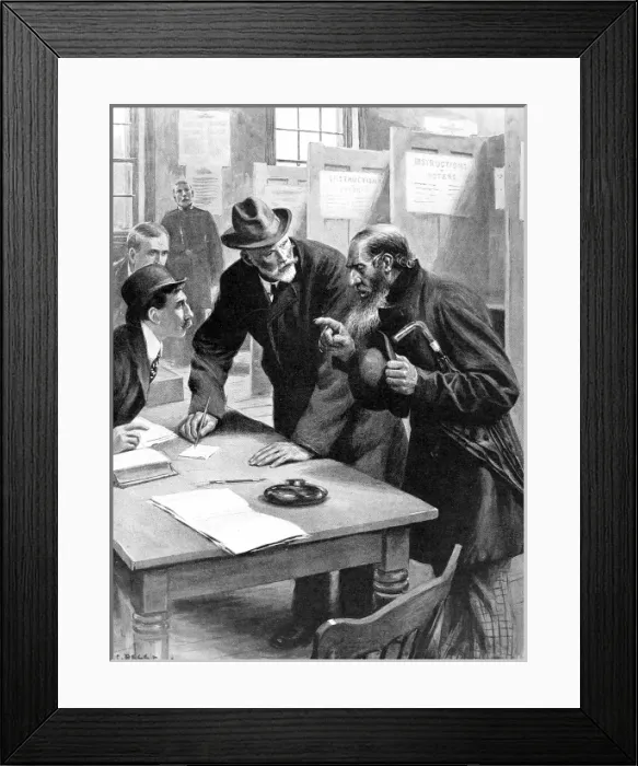 Framed Print : Jewish Voter at the Polling Station, London, 1910 Framed Print : Jewish Voter at the Polling Station, London, 1910