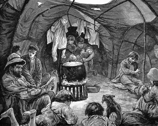 Gypsy life inside a tent