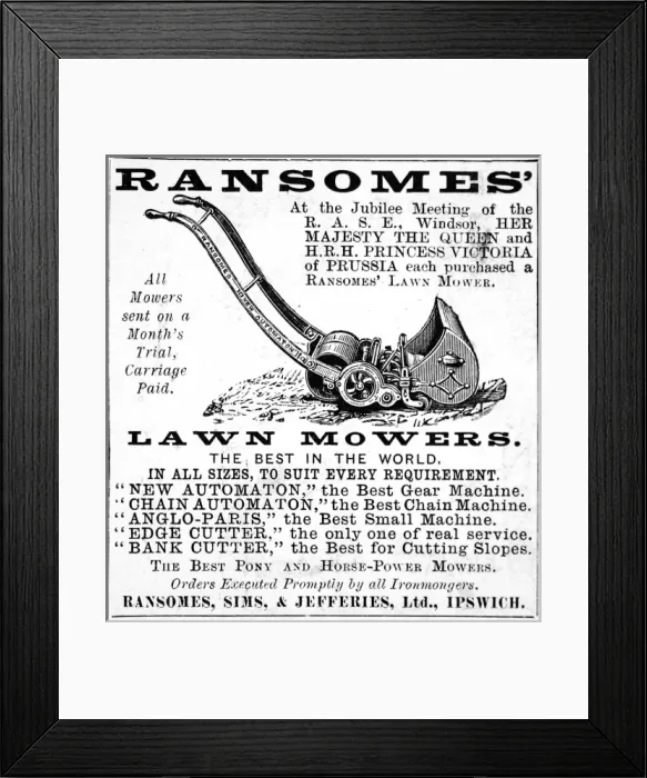 Framed Print : Ransomes Lawn Mowers Framed Print : Ransomes Lawn Mowers