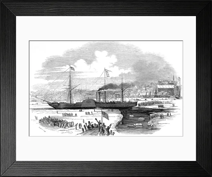 Framed Print : The Steamship Britannia leaving Boston Harbour, USA, 1847 Framed Print : The Steamship Britannia leaving Boston Harbour, USA, 1847