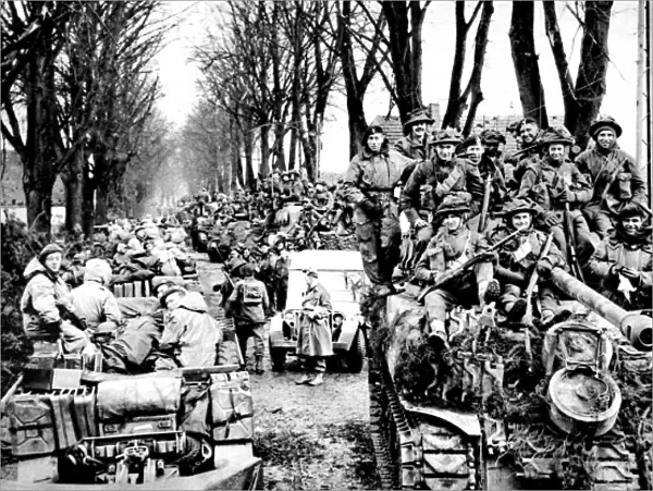British Infantry and Tanks, Reichswald; World War Two, 1945