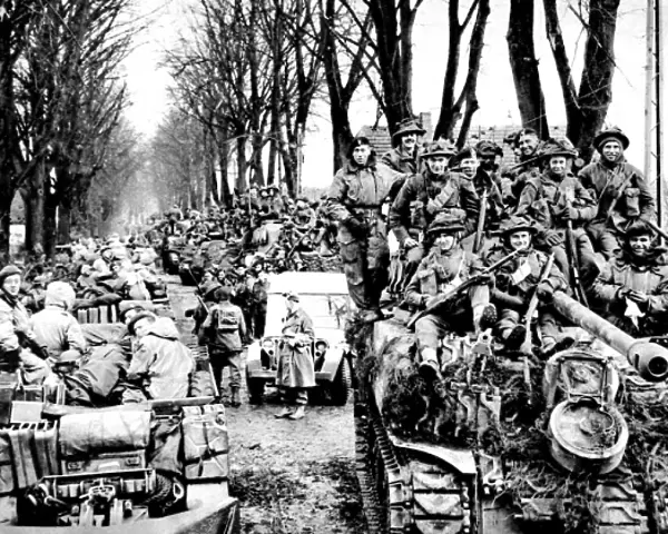 British Infantry and Tanks, Reichswald; World War Two, 1945