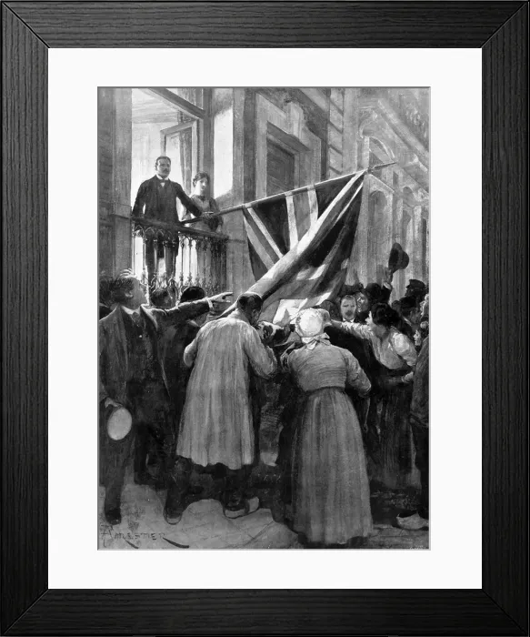 Framed Print : Belgian people kissing the Union Jack Framed Print : Belgian people kissing the Union Jack