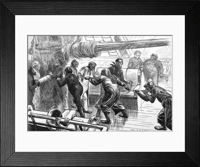 Framed Print : Seamen casting the log, Atlantic Ocean, 1870 Framed Print : Seamen casting the log, Atlantic Ocean, 1870