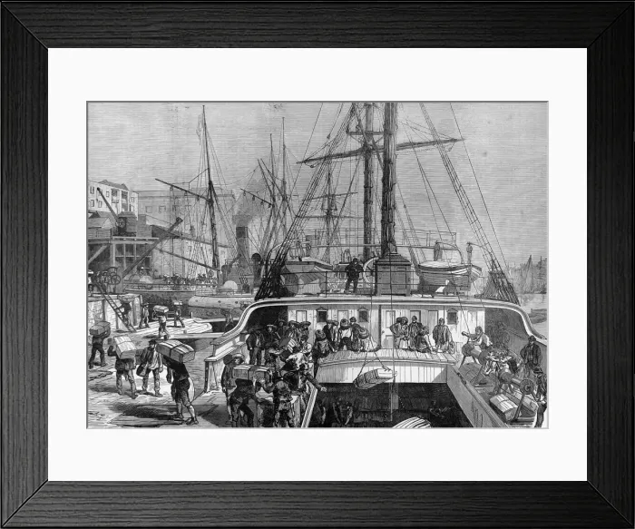 Framed Print : Landing Oranges at Fresh Wharf, London Bridge, 1874 Framed Print : Landing Oranges at Fresh Wharf, London Bridge, 1874
