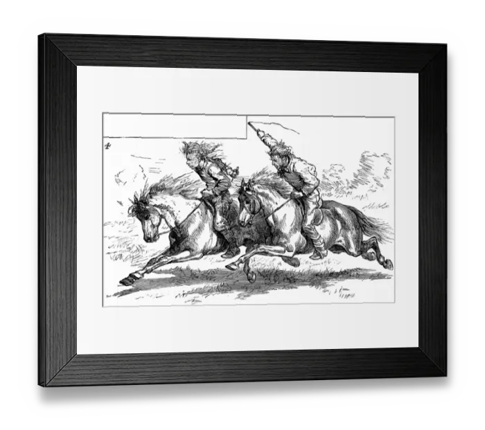 Framed Print : Racing Indian Ponies; North American Frontier town, c. 1880 Framed Print : Racing Indian Ponies; North American Frontier town, c. 1880