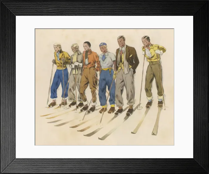 Framed Print : Skiers in a Line 1930 Framed Print : Skiers in a Line 1930