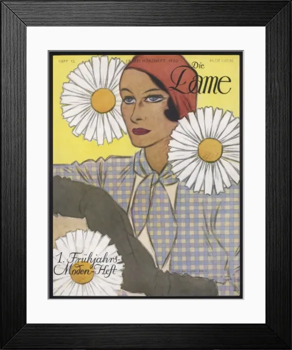 Framed Print : Woman and Daisies 1930