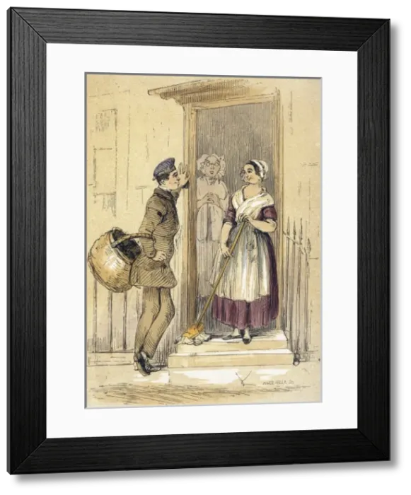 Framed Print : Housemaid Flirting Framed Print : Housemaid Flirting