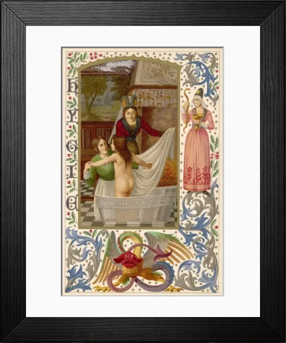 Framed Print : Bathing Medieval Child Framed Print : Bathing Medieval Child