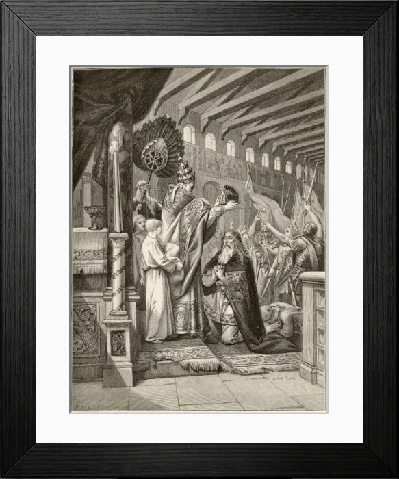 Framed Print : Charlemagne Crowned Framed Print : Charlemagne Crowned