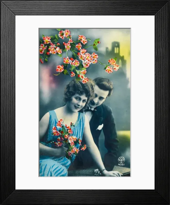Framed Print : Couple with Roses 1920S? Framed Print : Couple with Roses 1920S?