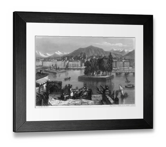 Framed Print : Geneva / Across Lake C1840 Framed Print : Geneva / Across Lake C1840