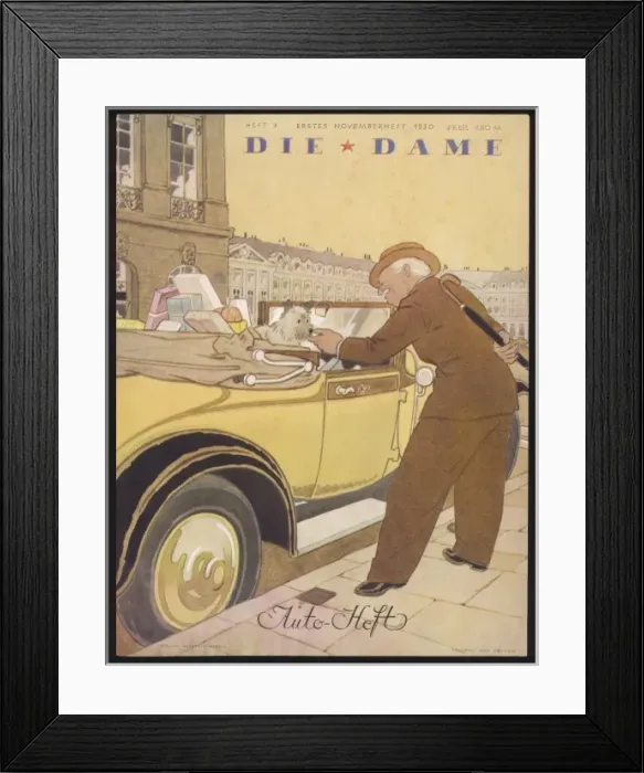 Framed Print : Man, Car & Dog Nov 1930 Framed Print : Man, Car & Dog Nov 1930