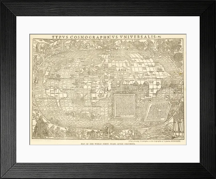 Framed Print : World Map 1532 Grynaeus Framed Print : World Map 1532 Grynaeus