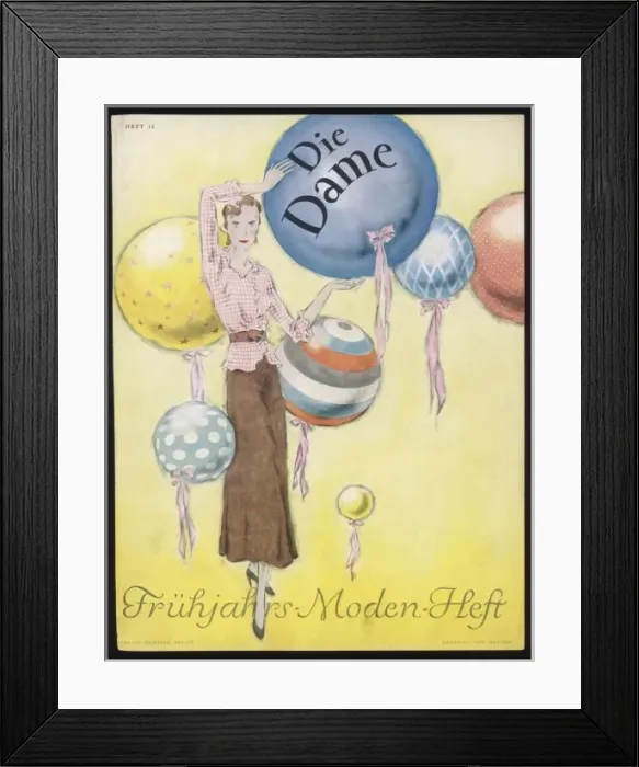 Framed Print : Woman & Balloons C1930 Framed Print : Woman & Balloons C1930