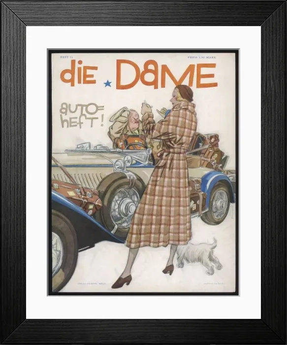 Framed Print : Woman, Car & Dog C1930 Framed Print : Woman, Car & Dog C1930
