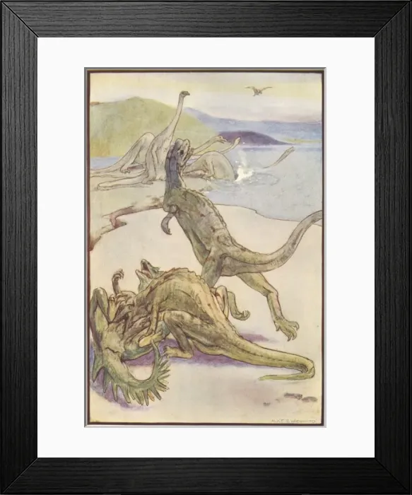 Framed Print : Dinosaurs Hunting Framed Print : Dinosaurs Hunting