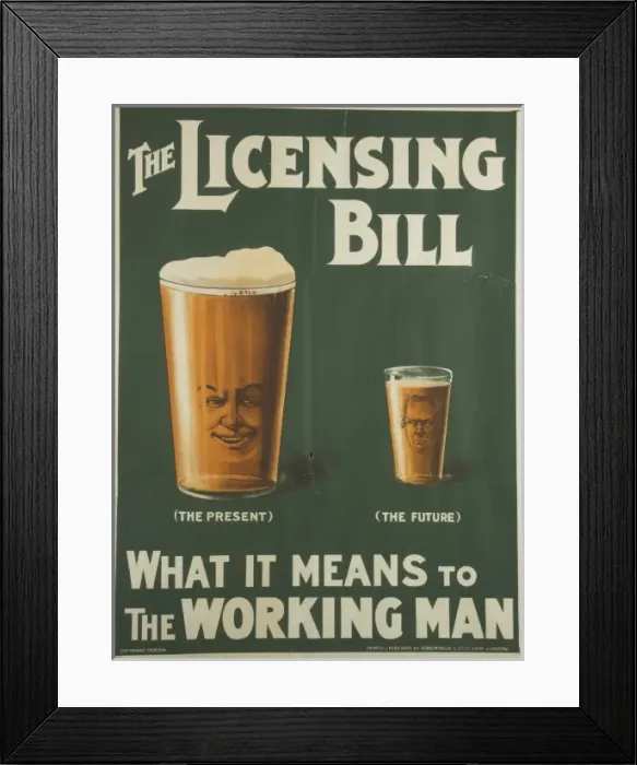 Framed Print : Licensing Bill poster 1908 Framed Print : Licensing Bill poster 1908