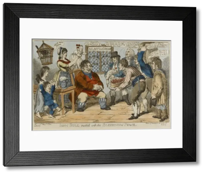 Framed Print : John Bull visited with the Blessings of Peace Framed Print : John Bull visited with the Blessings of Peace
