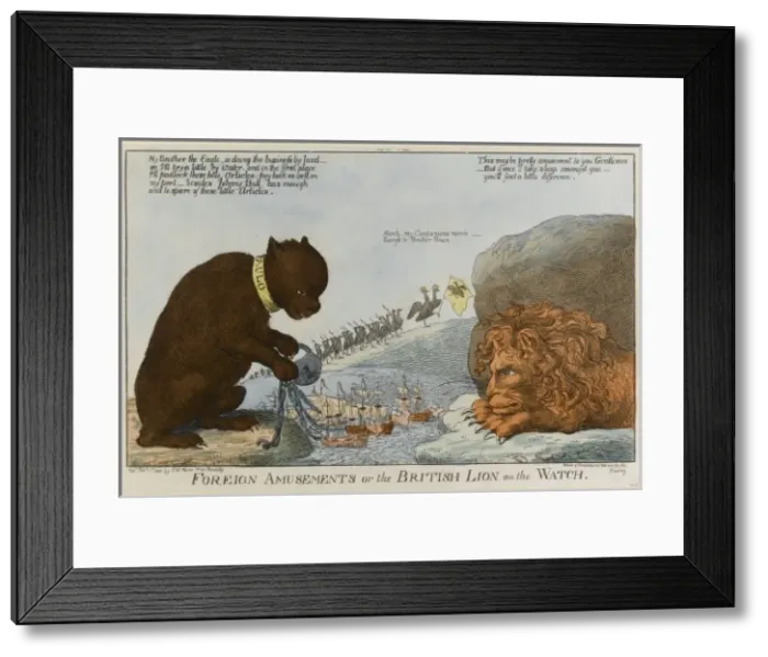 Framed Print : Foreign Amusements or the British Lion on the Watch Framed Print : Foreign Amusements or the British Lion on the Watch