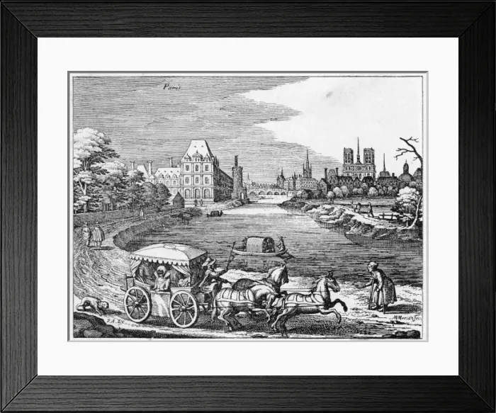 Framed Print : PARIS C17. Coach travellers enjoy a fine view of the Seine Framed Print : PARIS C17. Coach travellers enjoy a fine view of the Seine