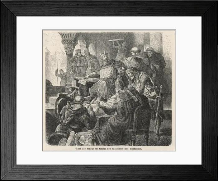 Framed Print : Charlemagne & Scholars Framed Print : Charlemagne & Scholars