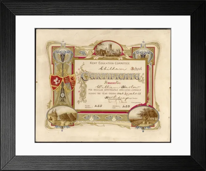 Framed Print : Attendance Certificate Framed Print : Attendance Certificate