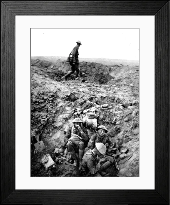 Framed Print : New Zealand soldiers resting in shell-hole Framed Print : New Zealand soldiers resting in shell-hole