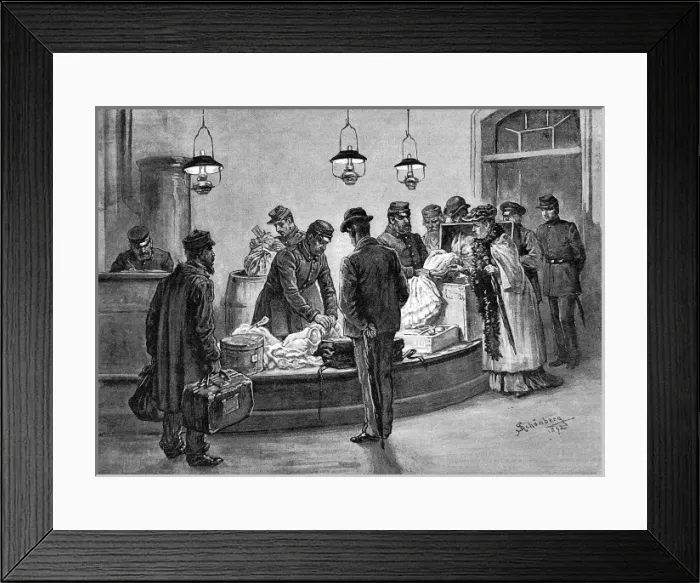 Framed Print : Emigration. The Cholera at Hamburg. Sketches by our Special Framed Print : Emigration. The Cholera at Hamburg. Sketches by our Special