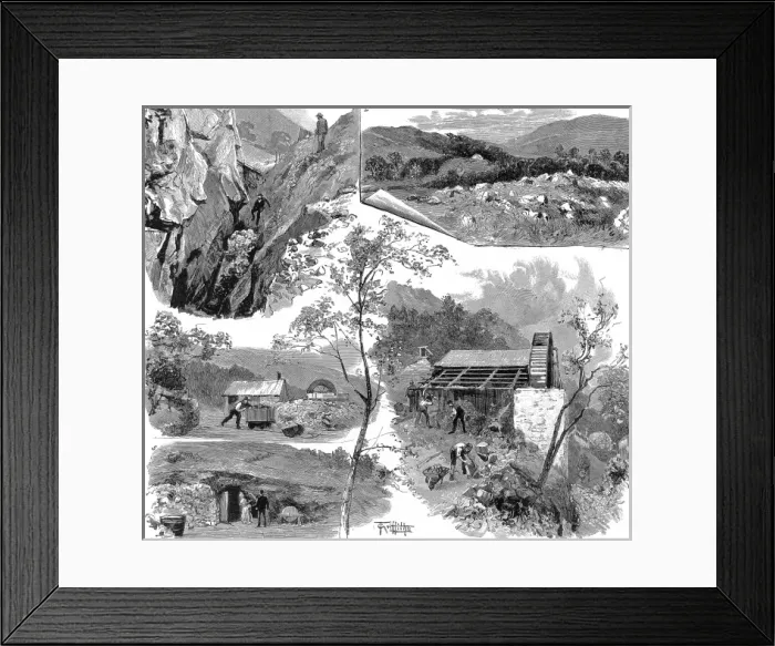 Framed Print : Gold Mining at Gwynfynnydd, North Wales, 1888 Framed Print : Gold Mining at Gwynfynnydd, North Wales, 1888