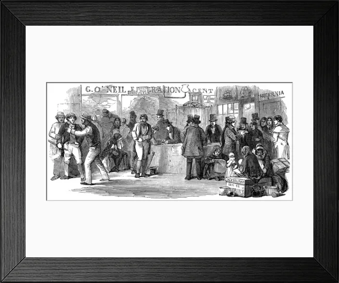 Framed Print : Emigration. Irish Emigration. The Emigration Agents Office Framed Print : Emigration. Irish Emigration. The Emigration Agents Office