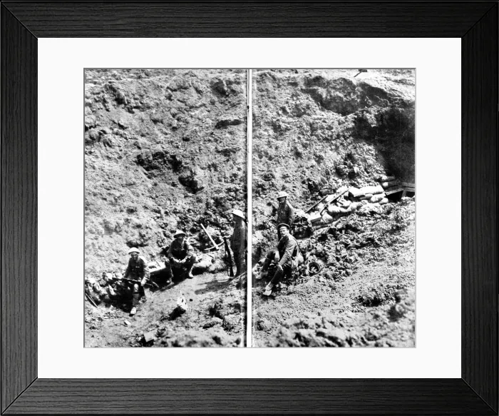 Framed Print : British soldiers in a mine-crater Framed Print : British soldiers in a mine-crater