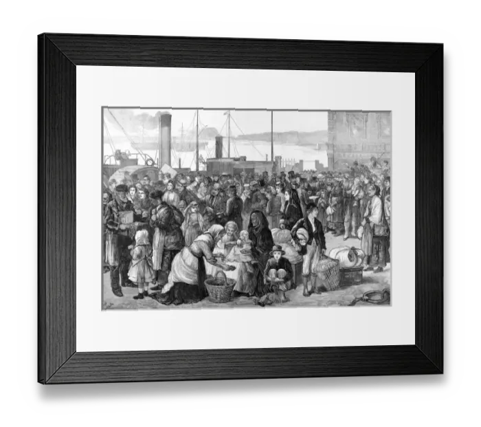 Framed Print : Emigration. Irish Emigrants Leaving Queenstown Harbour Framed Print : Emigration. Irish Emigrants Leaving Queenstown Harbour