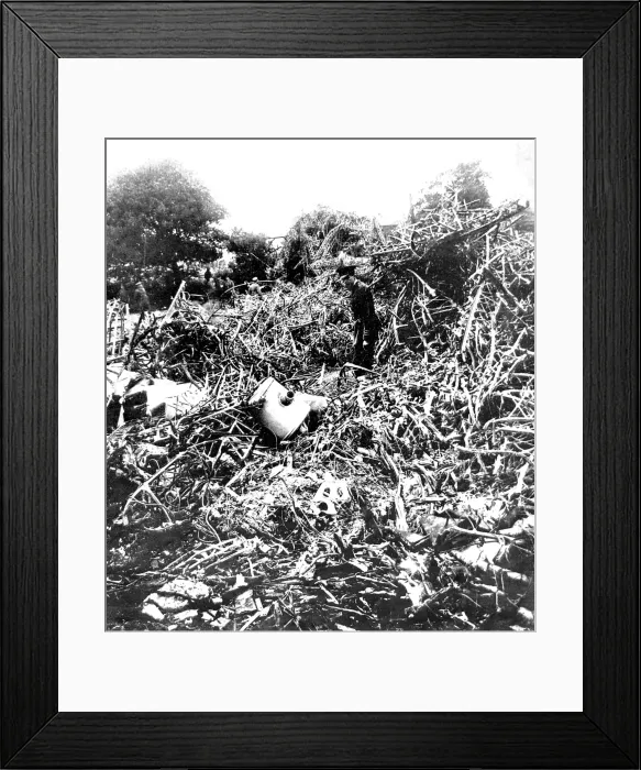 Framed Print : The wreckage of a German Zeppelin shot down over Essex Framed Print : The wreckage of a German Zeppelin shot down over Essex