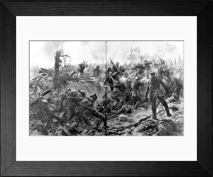 Framed Print : British and German soldiers illustrated fighting hand-to-han Framed Print : British and German soldiers illustrated fighting hand-to-han