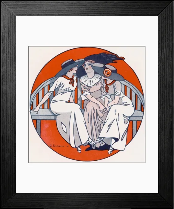 Framed Print : Three Women Chat 1910 Framed Print : Three Women Chat 1910