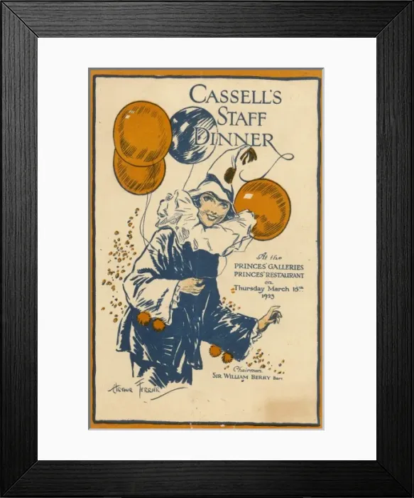Framed Print : Cassells Party Menu Framed Print : Cassells Party Menu