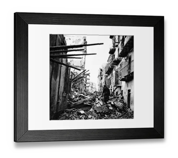 Framed Print : Wrecked Street in Anzio, Italy; Second World War, 1944 Framed Print : Wrecked Street in Anzio, Italy; Second World War, 1944