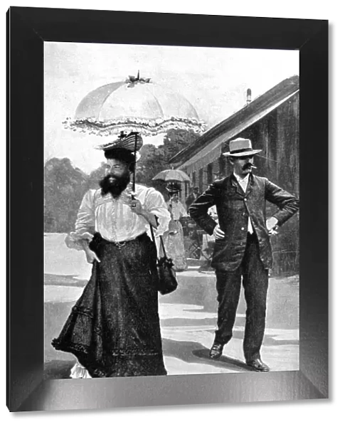 Mme. Delait, the bearded lady, with her husband at La Schluc