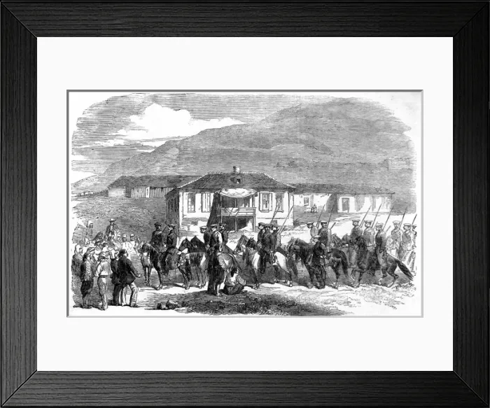 Framed Print : Party of Cossacks entering Kadikol, Crimean War, 1856 Framed Print : Party of Cossacks entering Kadikol, Crimean War, 1856