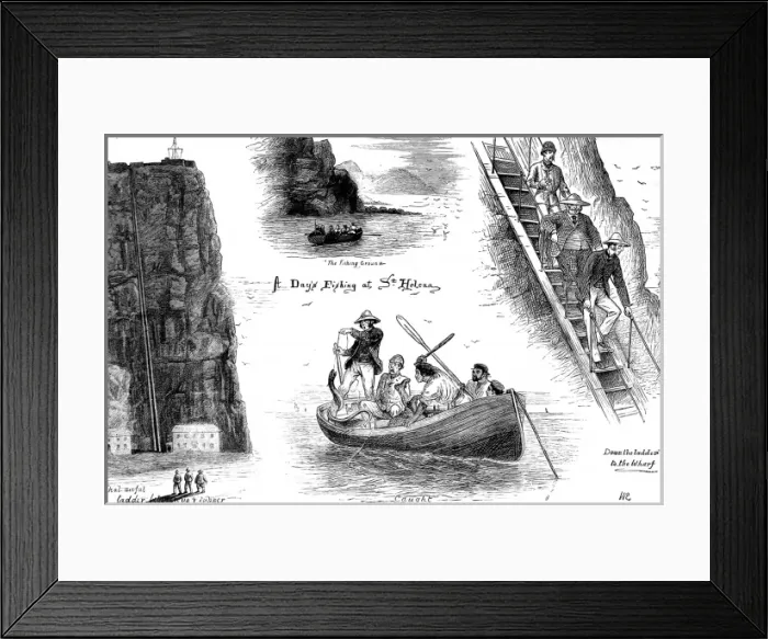 Framed Print : Scenes during a days fishing off St. Helena, c. 1877 Framed Print : Scenes during a days fishing off St. Helena, c. 1877