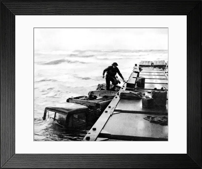 Framed Print : Truck sunk during the Anzio landings; Second World War, 1944 Framed Print : Truck sunk during the Anzio landings; Second World War, 1944