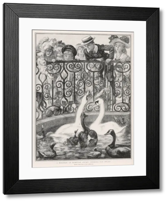 Framed Print : Feeding the Swans / 1901 Framed Print : Feeding the Swans / 1901