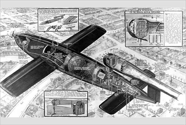 Cutaway Diagram of the V-1 Flying Bomb; Second World War