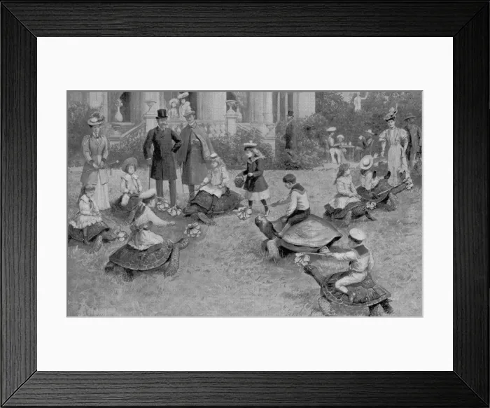 Framed Print : Children Racing Turtles at Hamburg Zoo, 1908