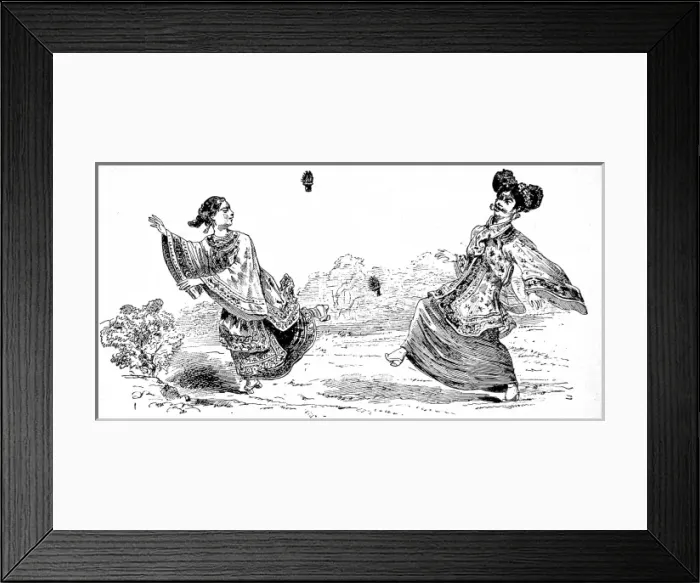 Framed Print : Chinese Girls playing with shuttlecocks, 19th cen Framed Print : Chinese Girls playing with shuttlecocks, 19th cen
