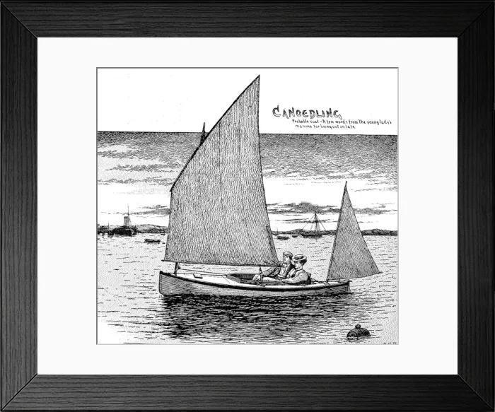 Framed Print : Two people using a Sailing Kayak, Britain, 1898 Framed Print : Two people using a Sailing Kayak, Britain, 1898